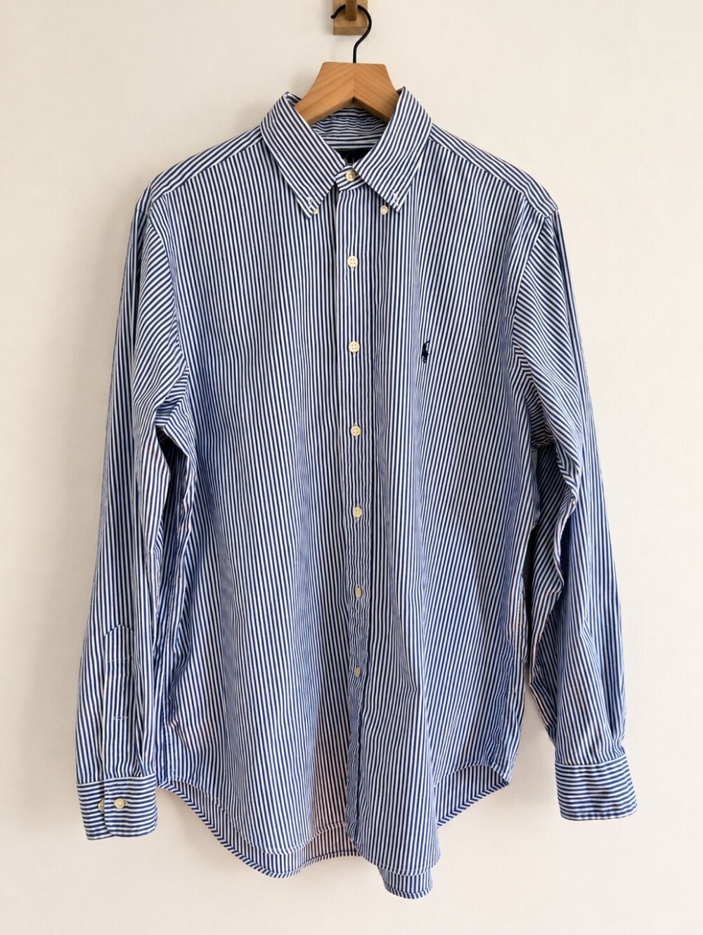 Ralph Lauren Classic Fit Blue & White Striped Button-Down Shirt Size 16 34/35